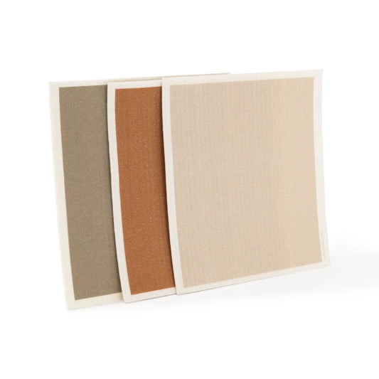 Designstuff - Compostable Eco Dishcloth - Sand / Cinnamon / Khaki (pack Of 3)