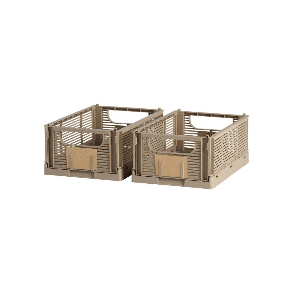 Designstuff - Linear Collapsible Crate - S - Taupe (set Of 2)