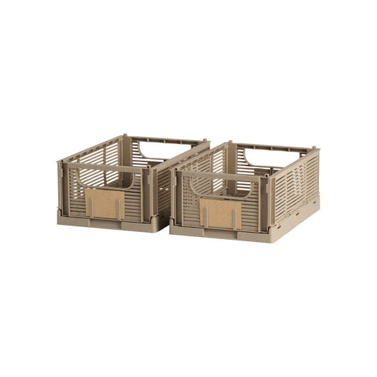 Designstuff - Linear Collapsible Crate - S - Taupe (set Of 2)
