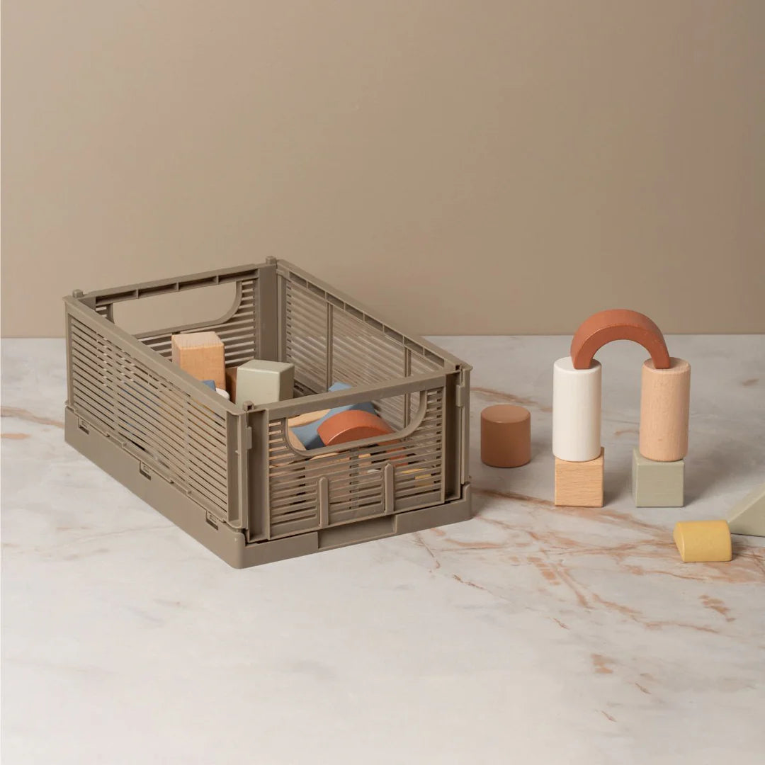 Designstuff - Linear Collapsible Crate - S - Taupe (set Of 2)