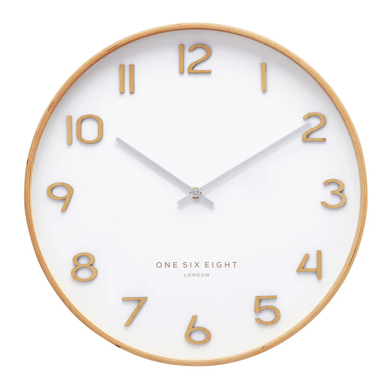 One Six Eight London - Wallace Silent Wall Clock -41cm - White