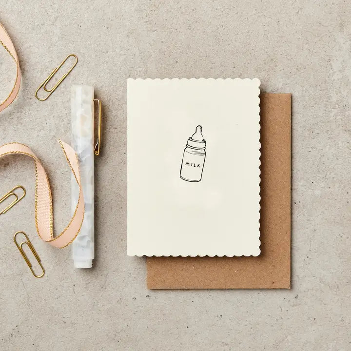 Katie Leamon - Milk Bottle - A7 - Baby - Greeting Card