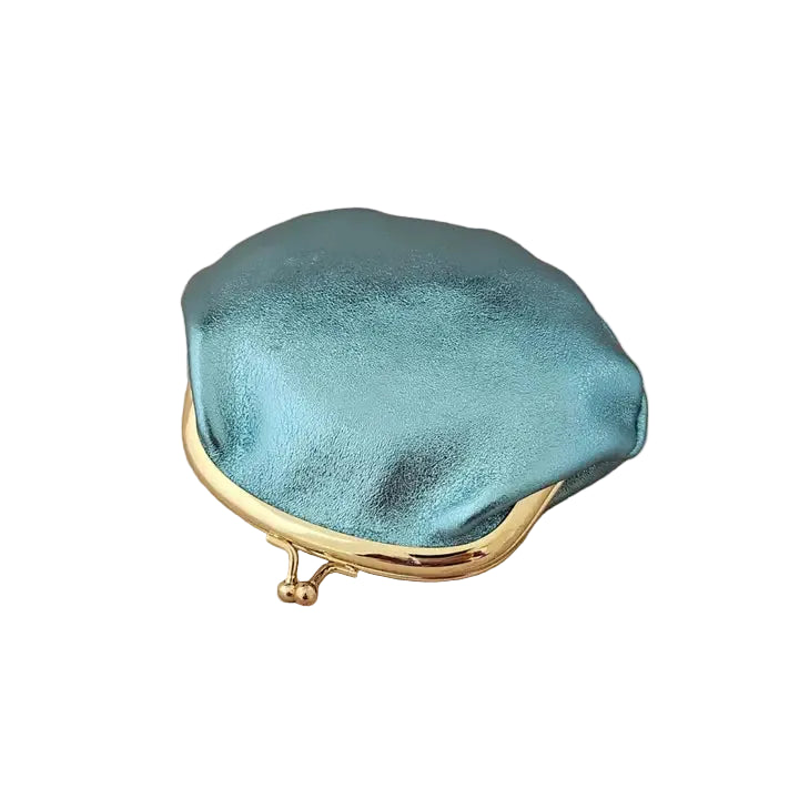 Leather Retro Clasp Purse - Turquoise