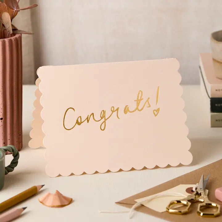 Katie Leamon - Congratulations - Scallop - Blush - Greeting Card