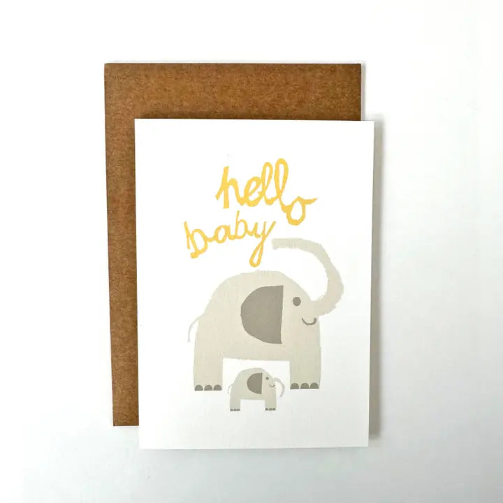 Florence Fry - Hello Baby (elephant) - Greeting Card
