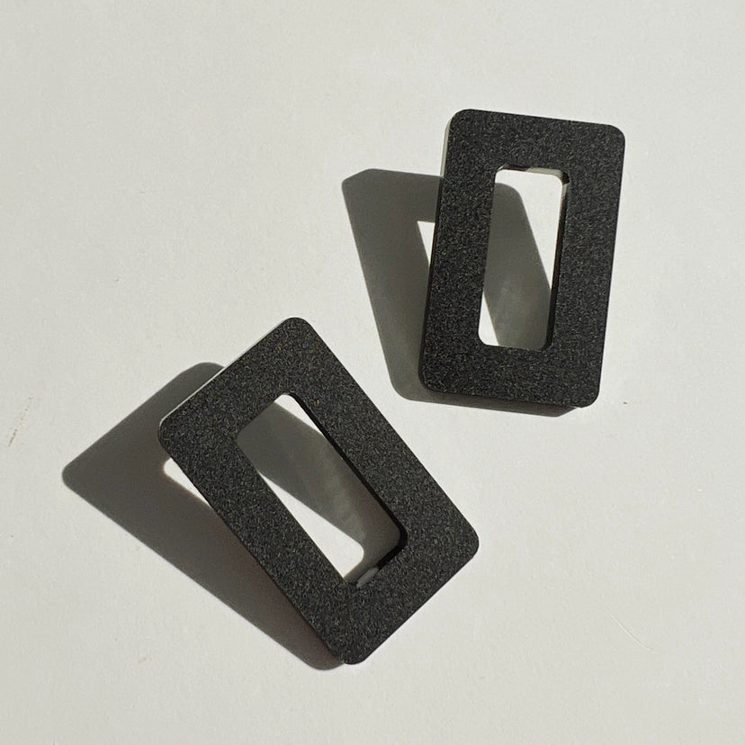 Mingled - Rectangle Statement Studs - Matte Black