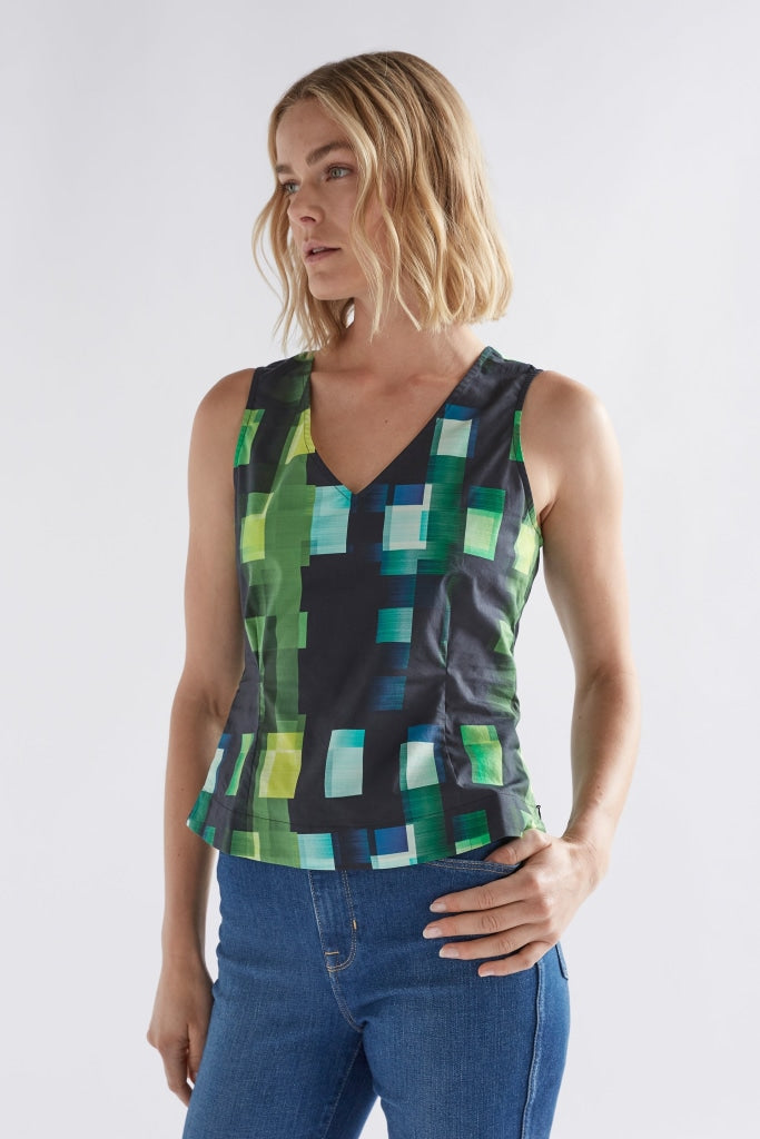 Elk The Label - Indi Tank Green Shutter Grid Apparel & Accessories > Clothing Shirts Tops
