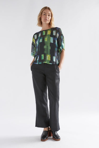 Elk The Label - Indi Sheer Top Green Shutter Grid Apparel & Accessories > Clothing Shirts Tops