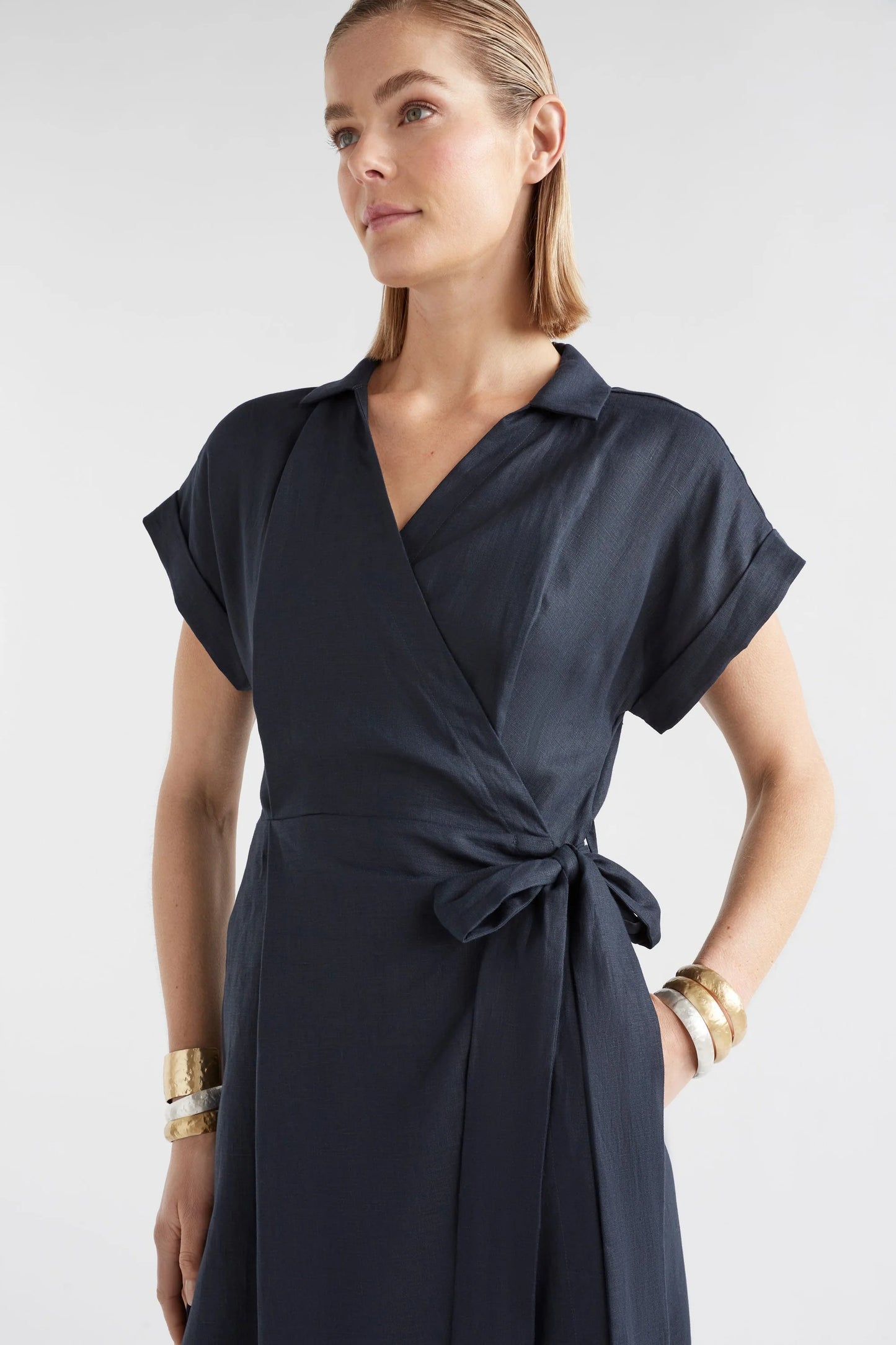 Elk The Label - Minnen Wrap Dress - 12 - Space Blue