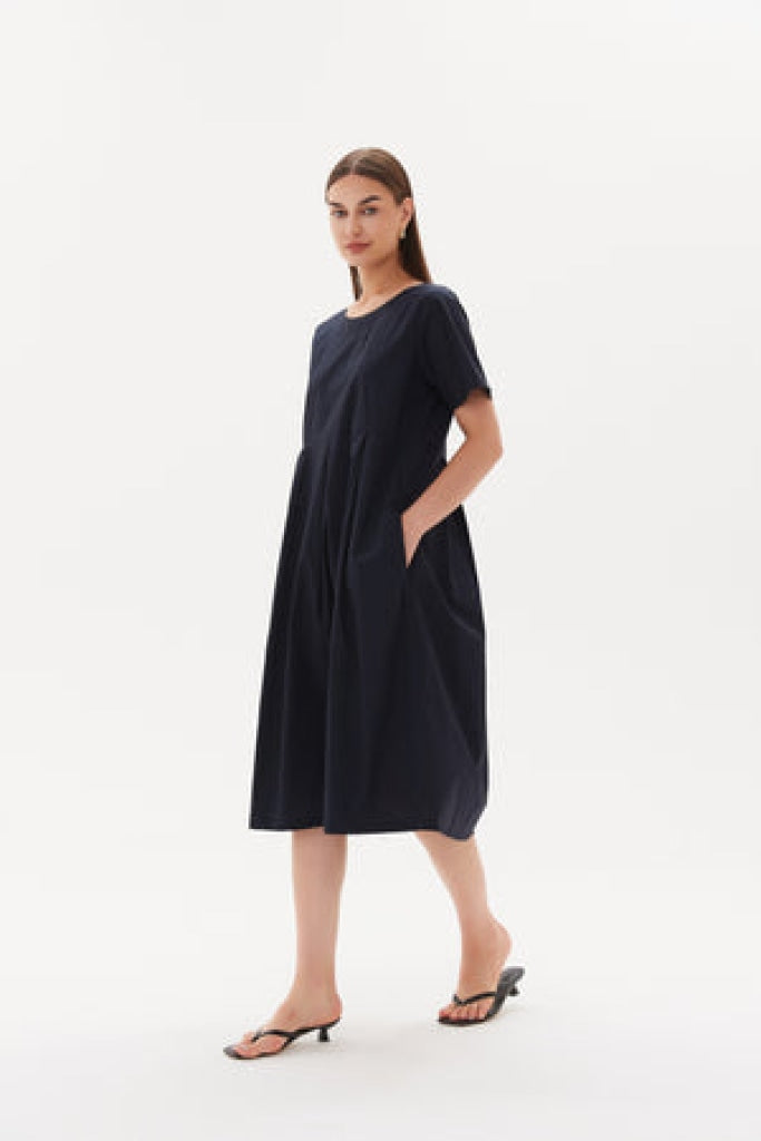 Tirelli - Inverted Tuck Poplin Dress - Navy