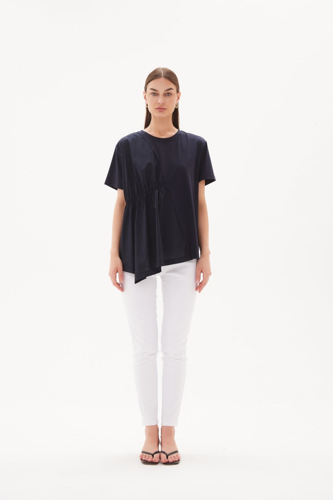 Tirelli - Asymmetrical Combi Tee - Black