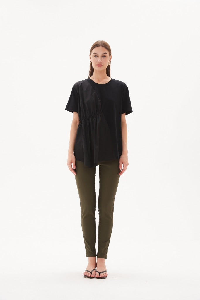 Tirelli - Asymmetrical Combi Tee - Black