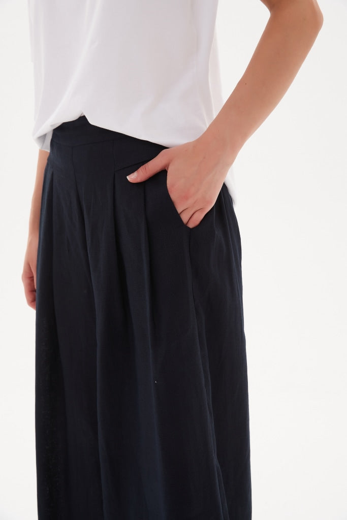 Tirelli - Elastic Back Palazzo Pant Black Clothing