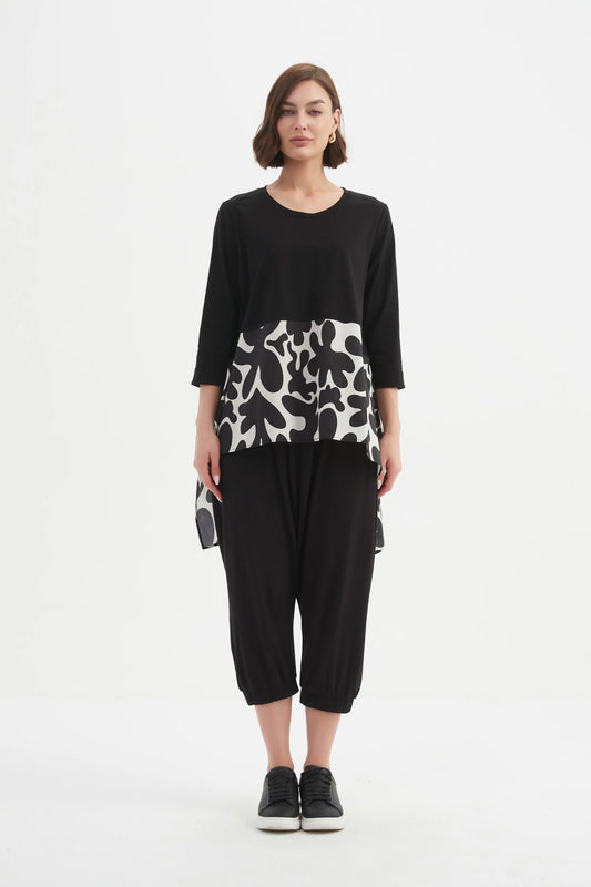 Tirelli - Ava Print Top - Black/white Blot