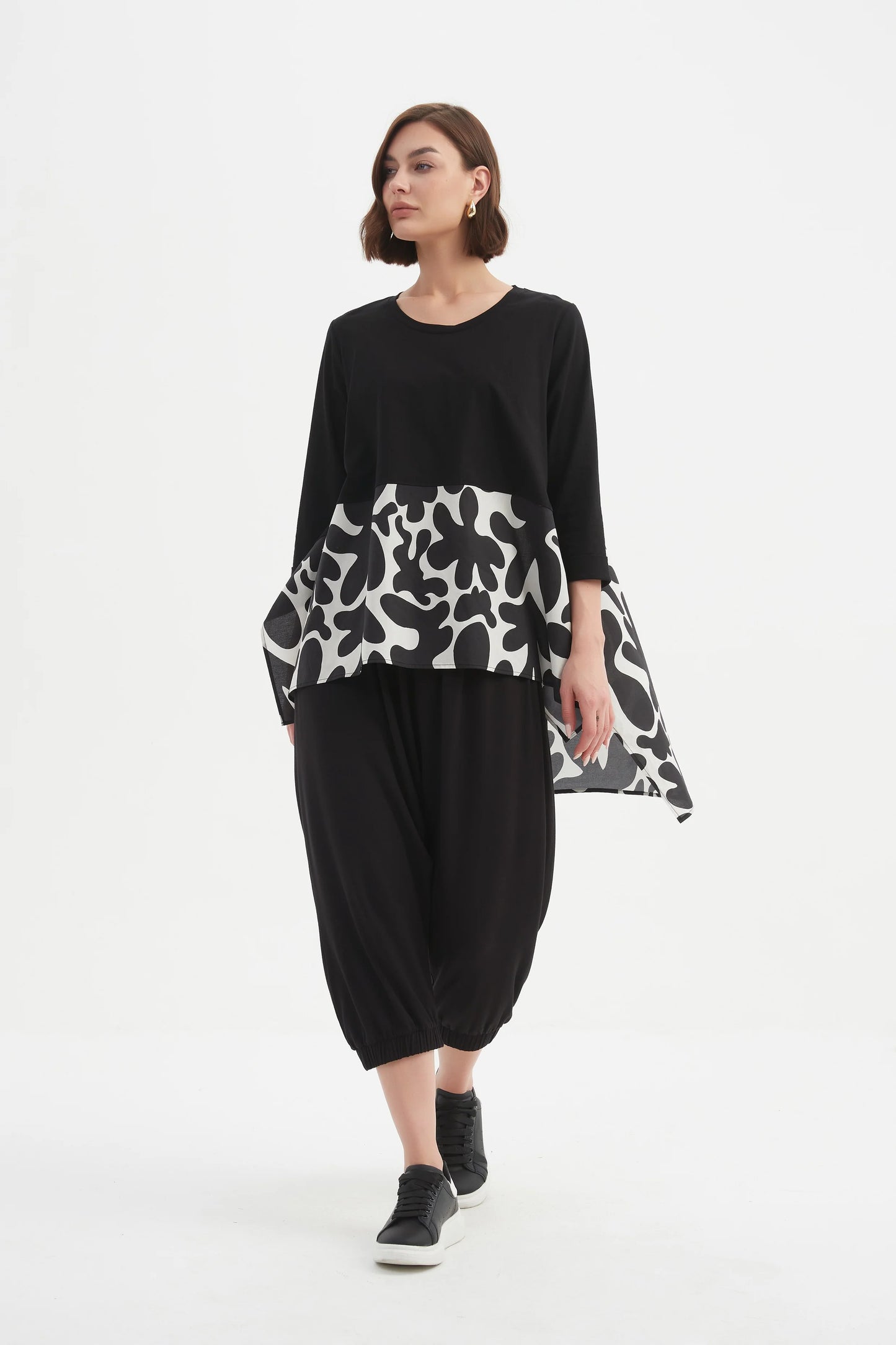 Tirelli - Ava Print Top - Black/white Blot