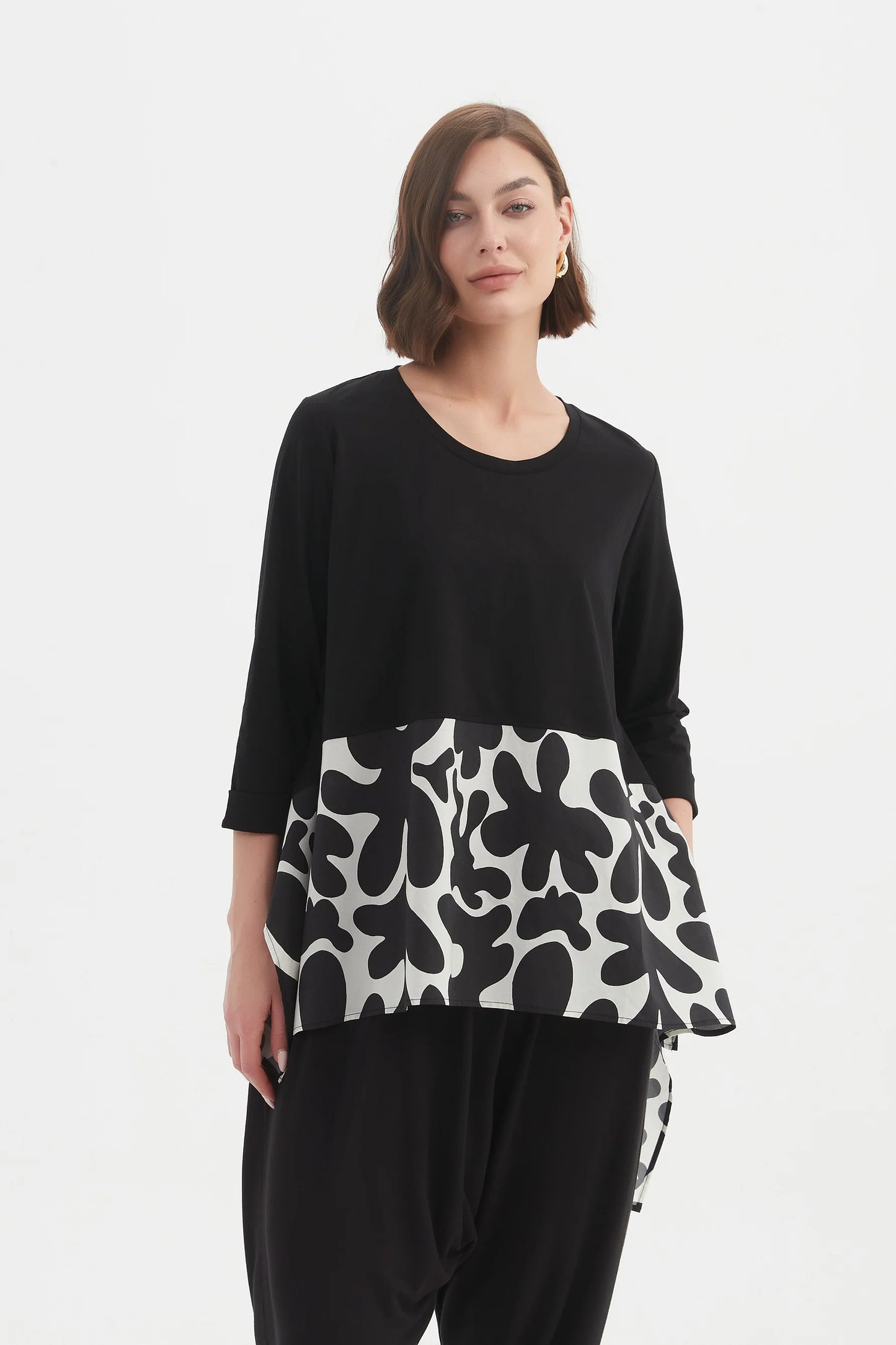 Tirelli - Ava Print Top - Black/white Blot