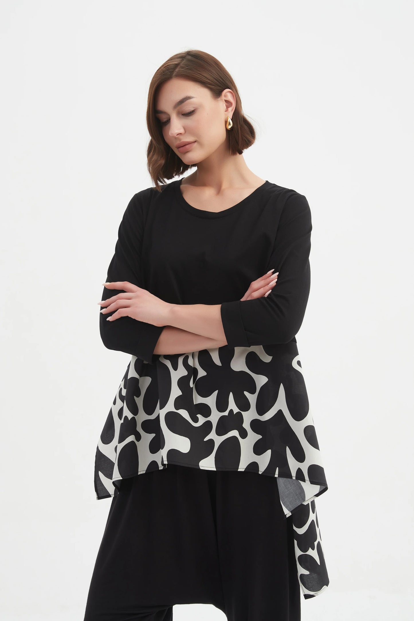 Tirelli - Ava Print Top - Black/white Blot