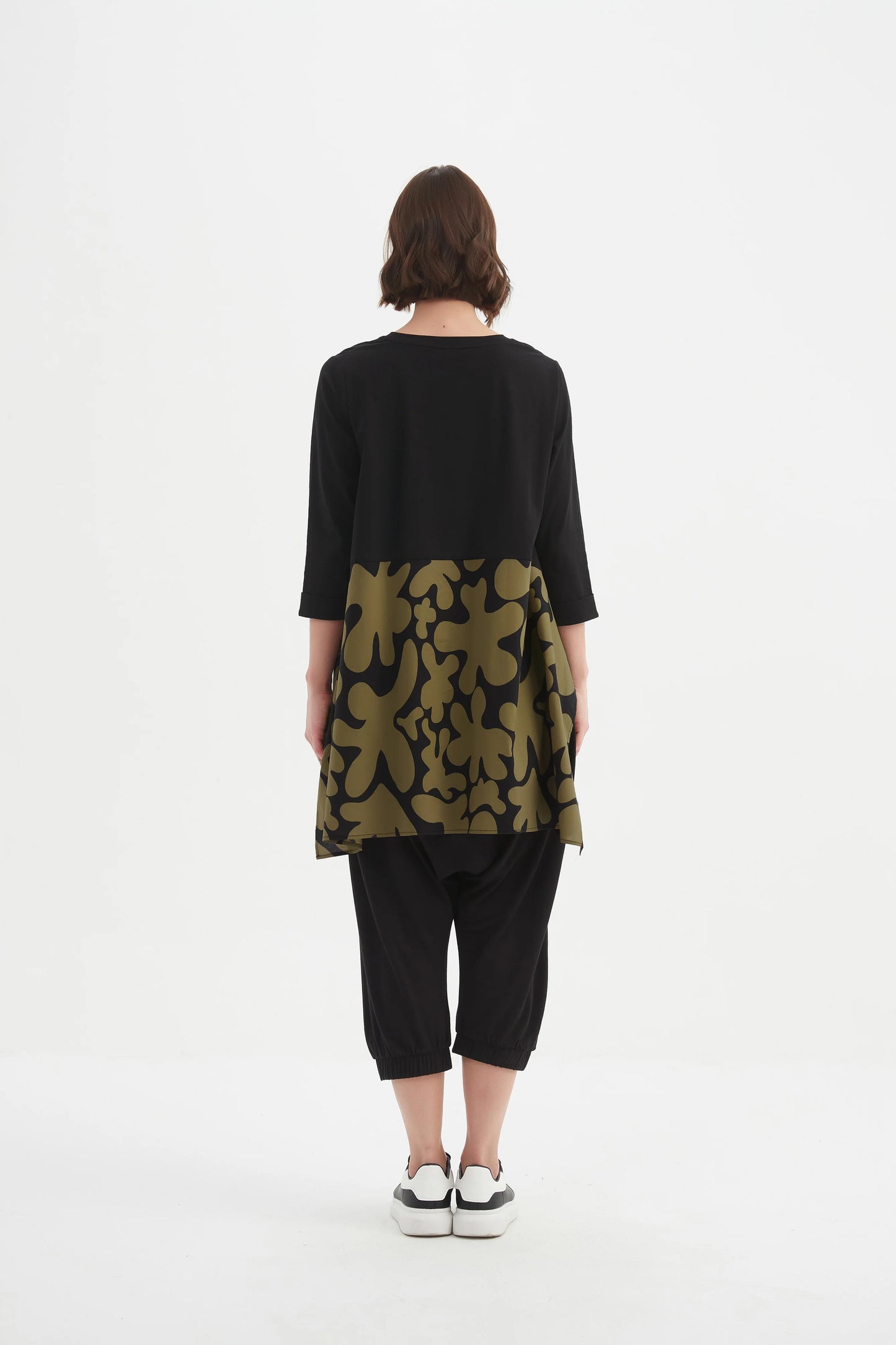 Tirelli - Ava Print Top - Black/moss