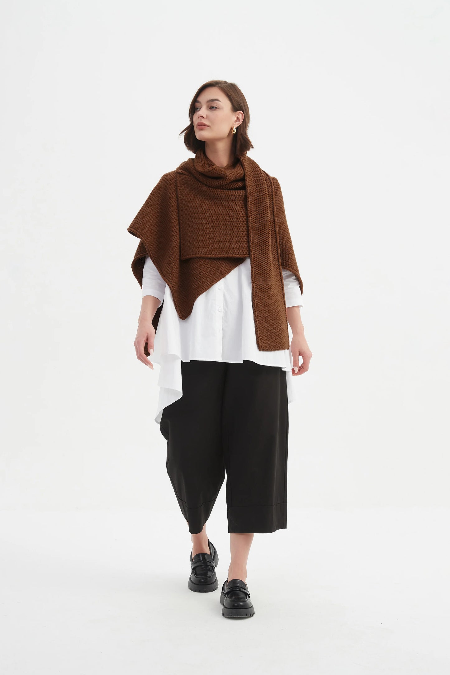 Tirelli - Asymmetric Wrap Knit - Chestnut