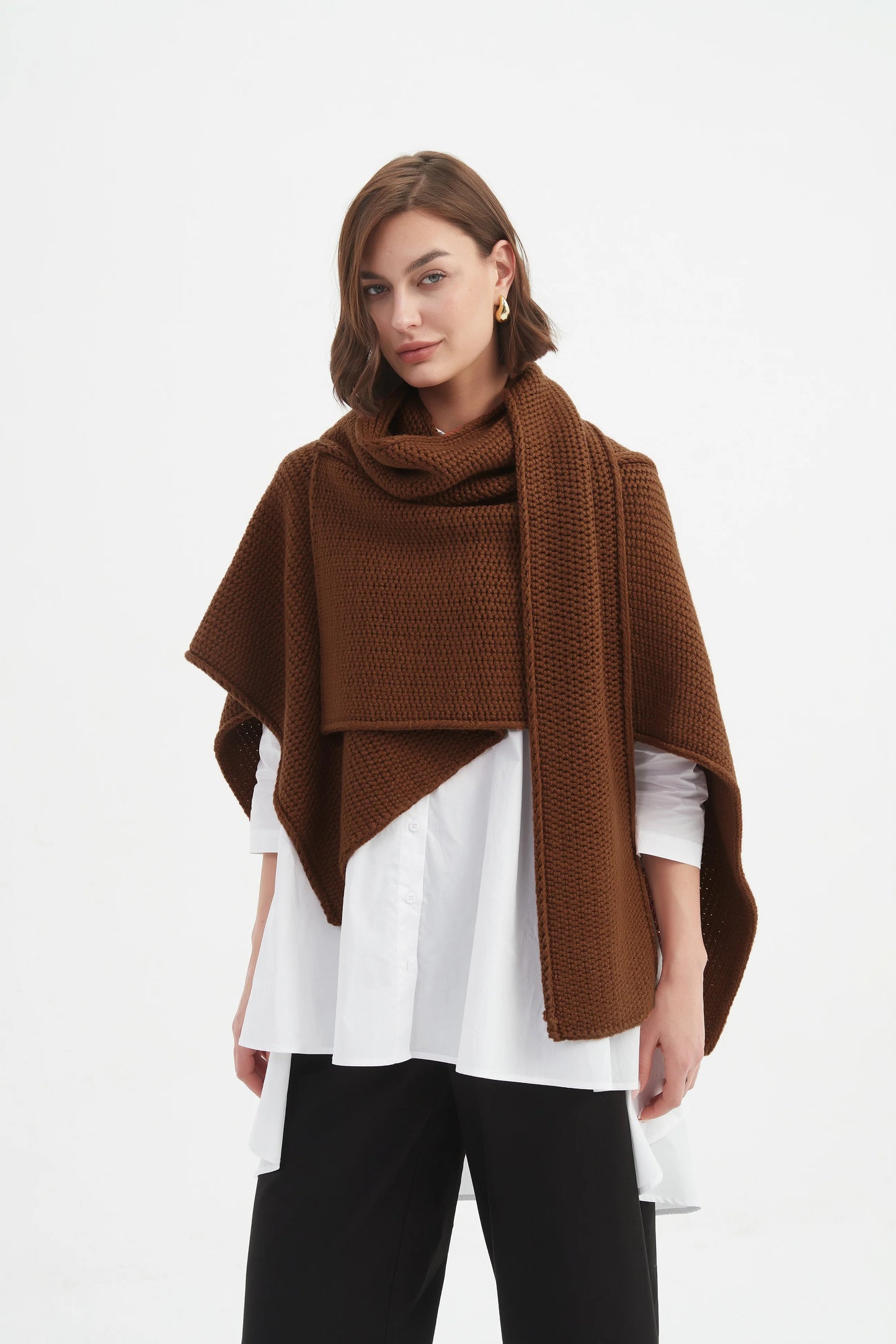 Tirelli - Asymmetric Wrap Knit - Chestnut