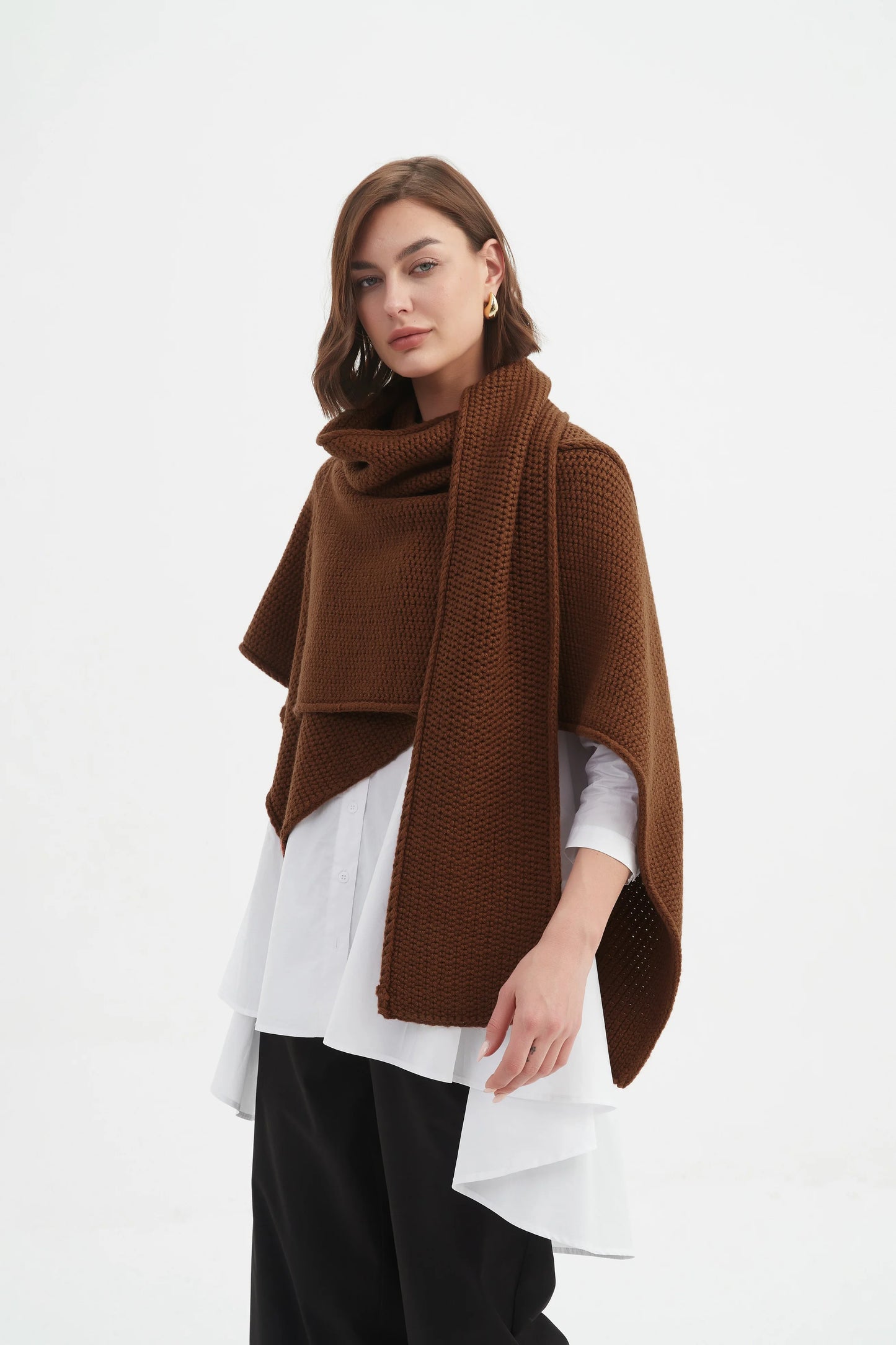 Tirelli - Asymmetric Wrap Knit - Chestnut