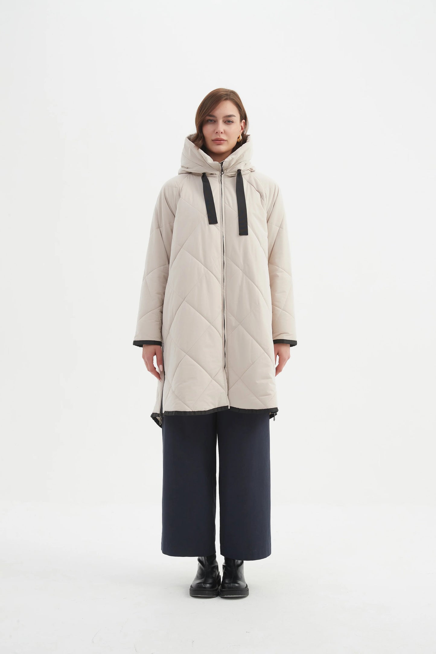 Tirelli - Zip Hem Winter Coat Cream