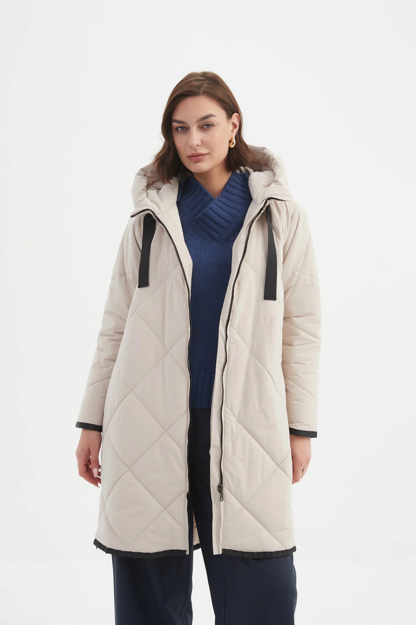 Tirelli - Zip Hem Winter Coat Cream