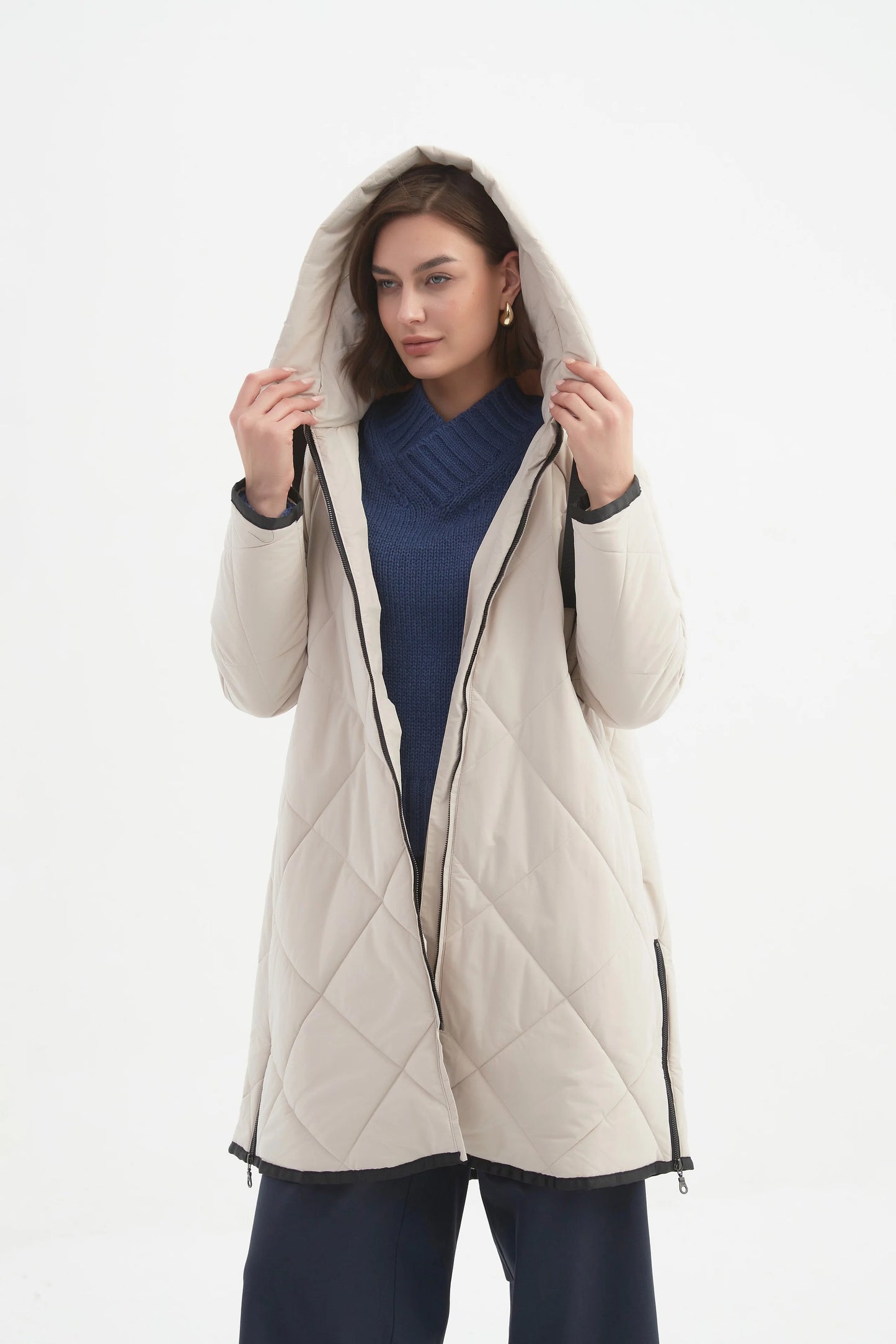 Tirelli - Zip Hem Winter Coat Cream