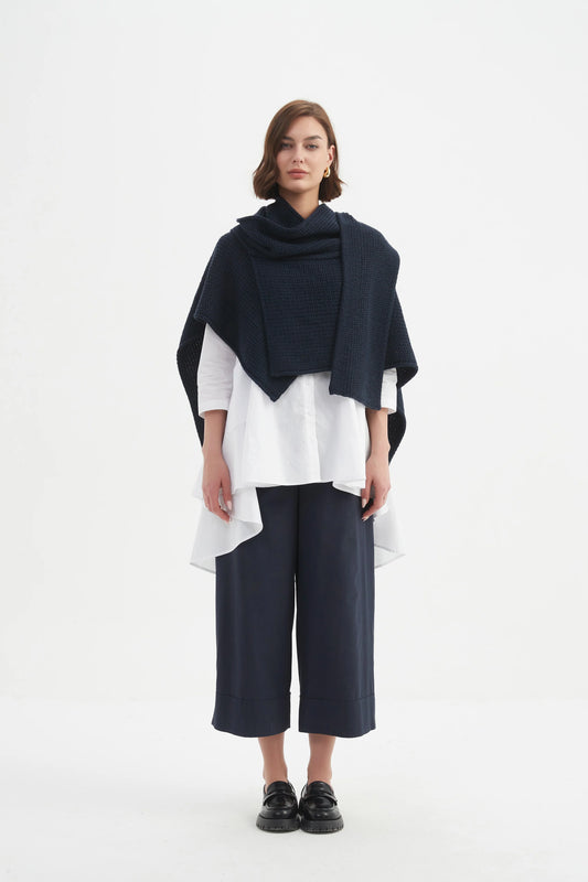 Tirelli - Asymmetric Wrap Knit - Navy