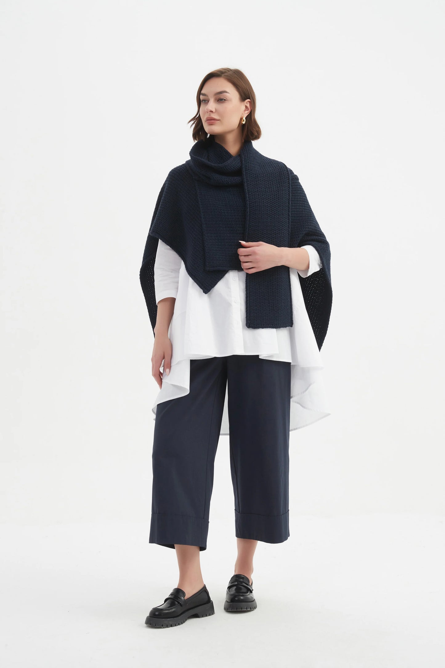 Tirelli - Asymmetric Wrap Knit - Navy