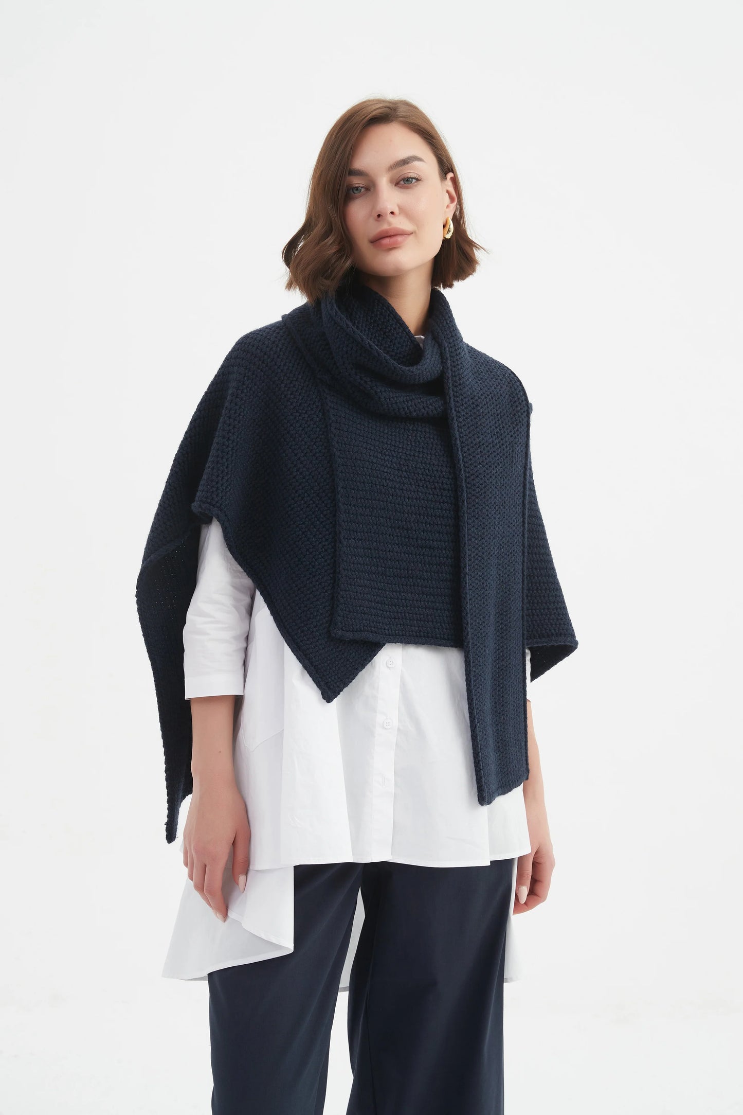 Tirelli - Asymmetric Wrap Knit - Navy