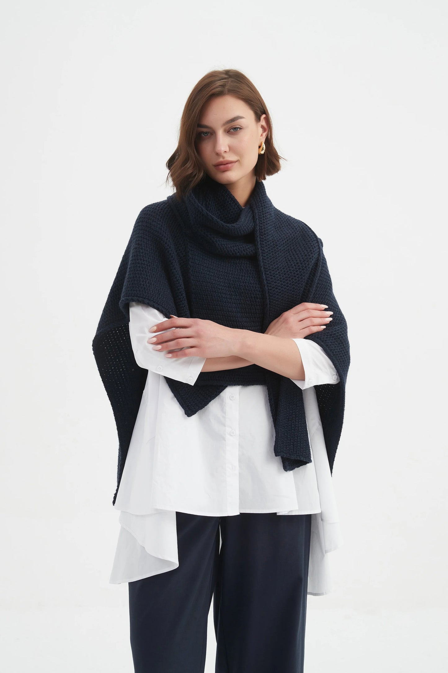 Tirelli - Asymmetric Wrap Knit - Navy