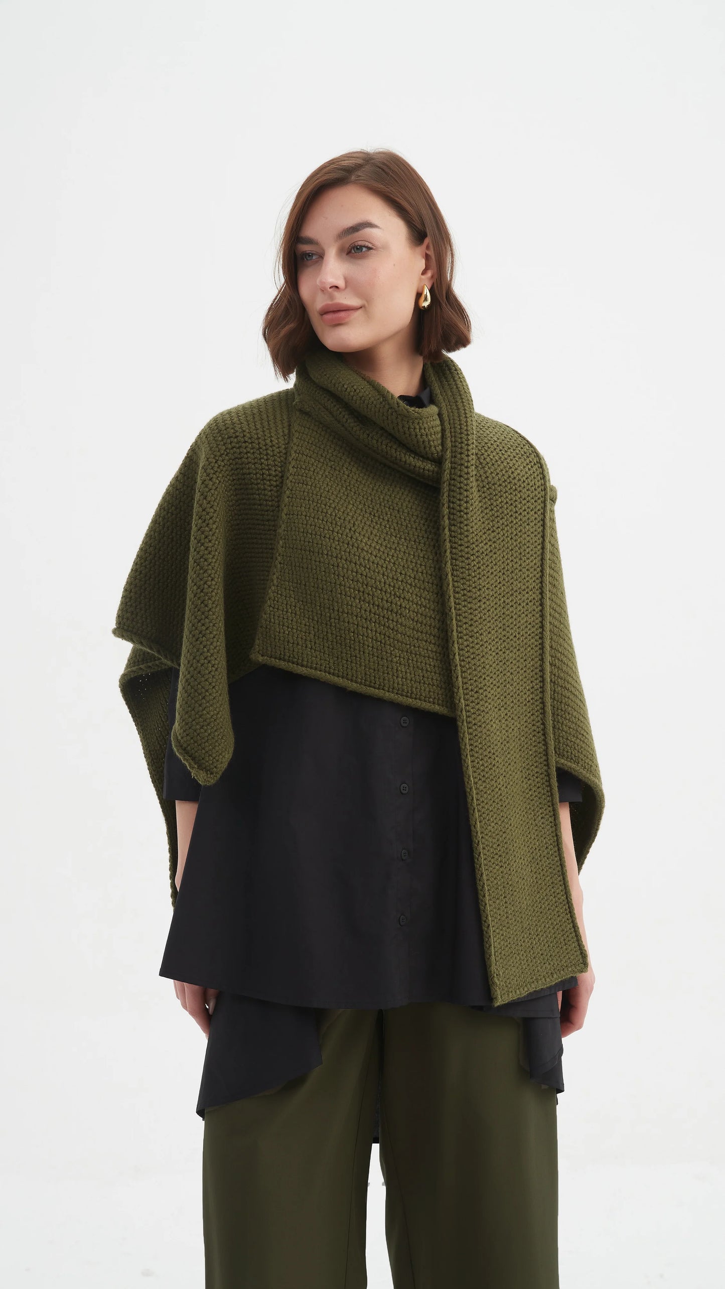 Tirelli - Asymmetric Wrap Knit - Khaki