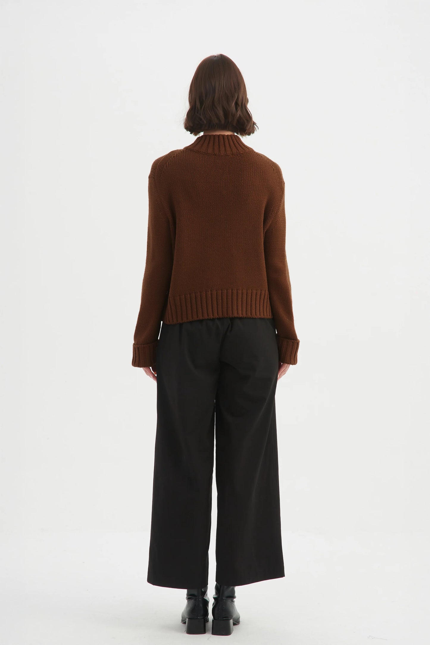 Tirelli - Crossover Collar Knit - Chestnut
