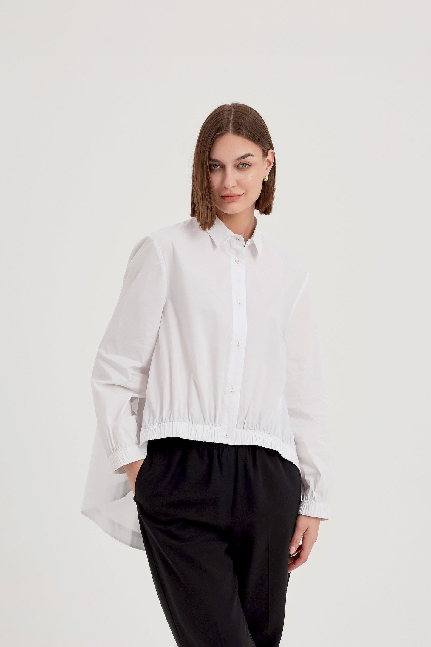 Tirelli - Elastic Front Hem Shirt - White