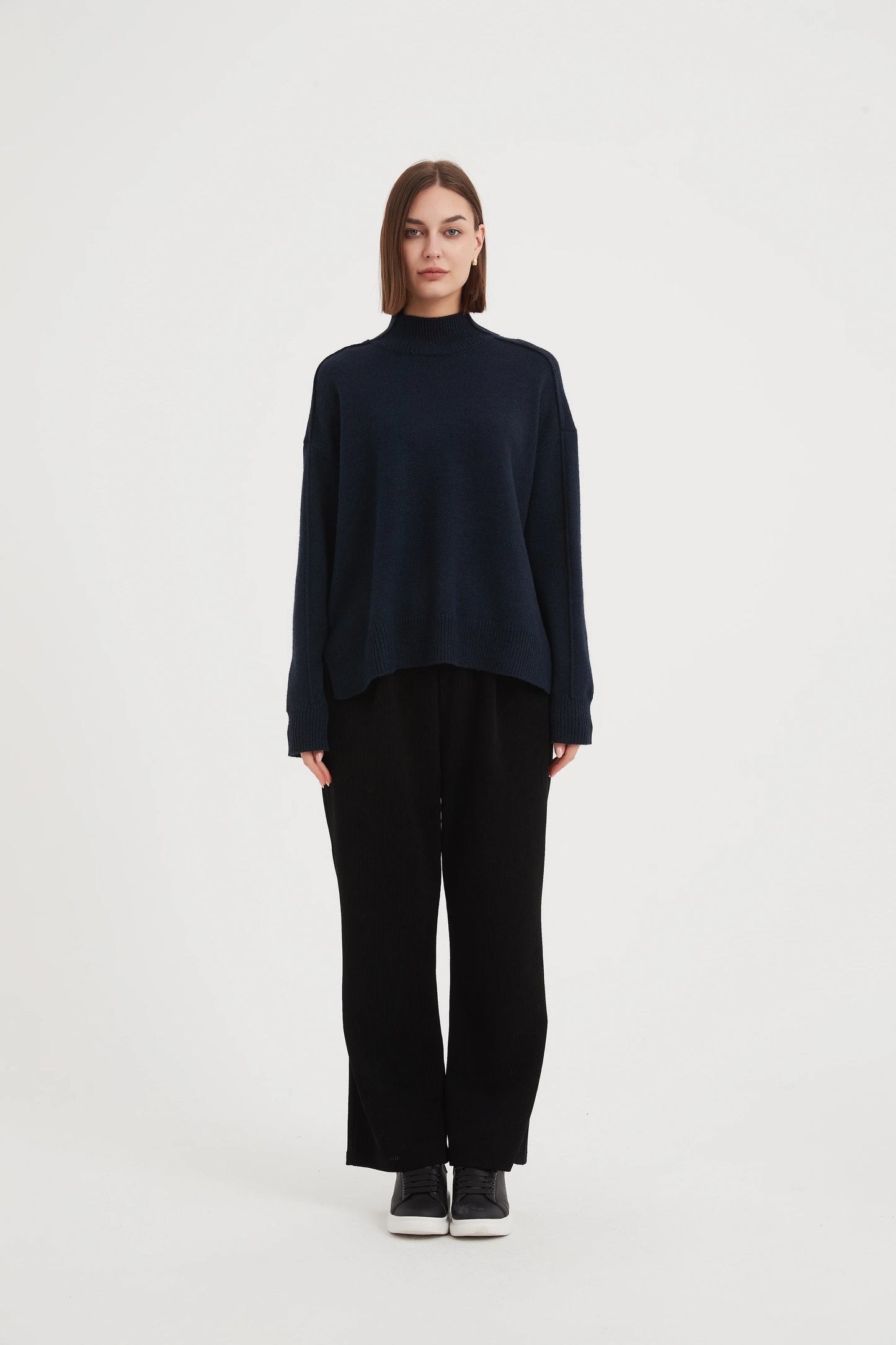 Tirelli - Turtle Neck Boxy Knit - Navy