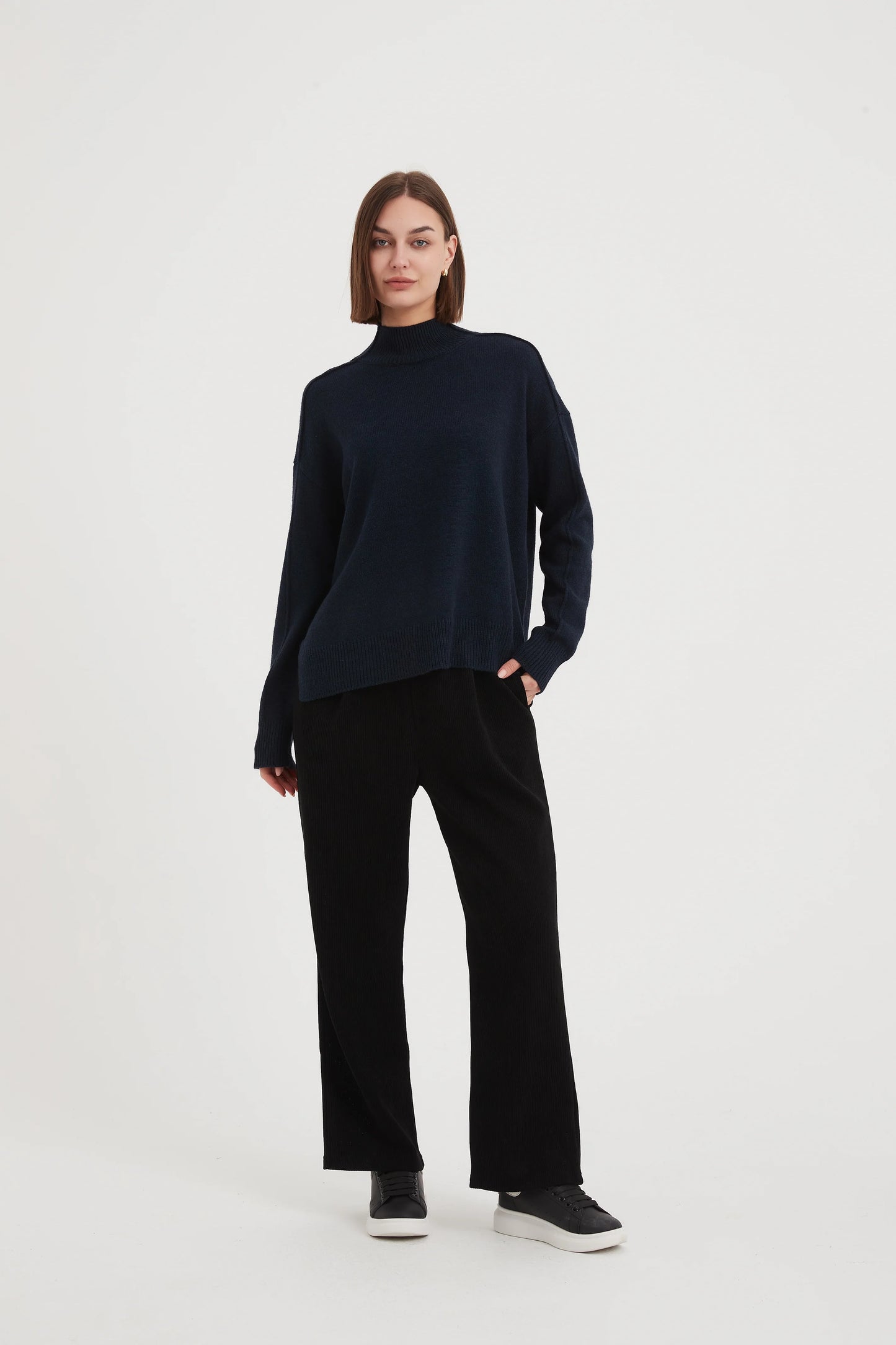 Tirelli - Turtle Neck Boxy Knit - Navy