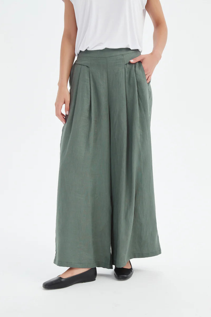 Tirelli - Pleat Front Palazzo Pant - Petrol