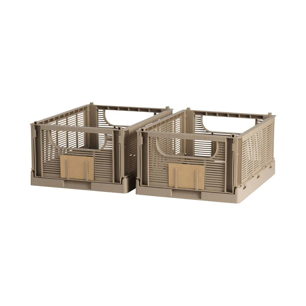 Designstuff - Linear Collapsible Crate - M - Taupe (set Of 2)