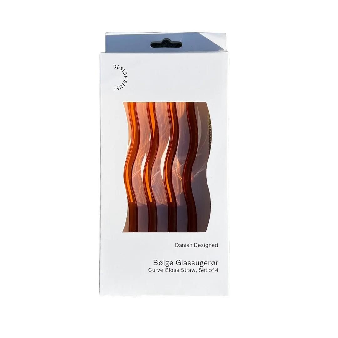 Designstuff - Curve Glass Straw - Cinnamon (set Of 4)