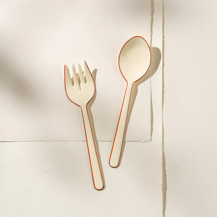 Inartisan - Alder Enamel Salad Server - Cream