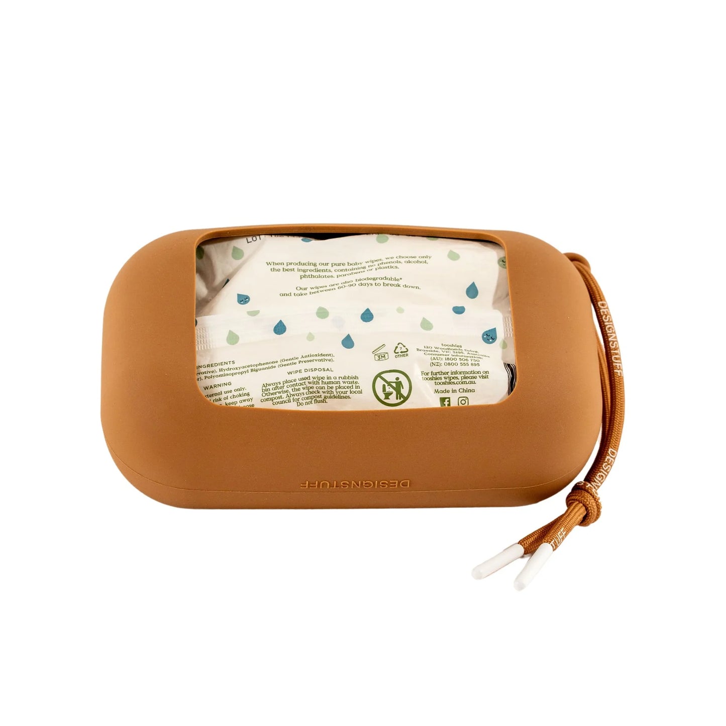 Designstuff - Wet Ones Cover With Lid - Caramel