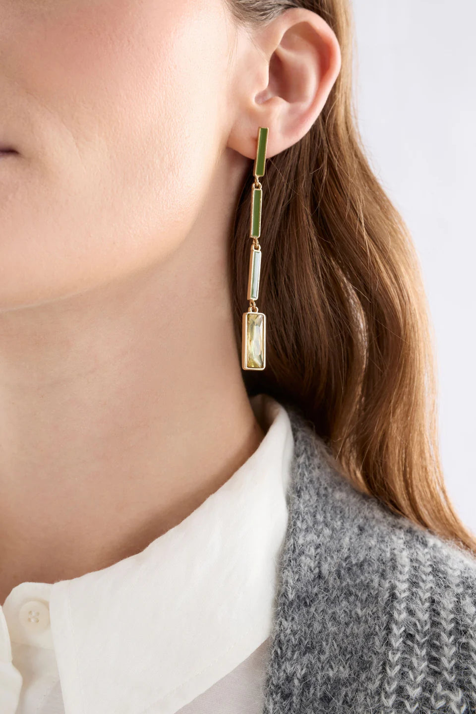 Elk The Label - Ival Long Drop Earring - Artichoke