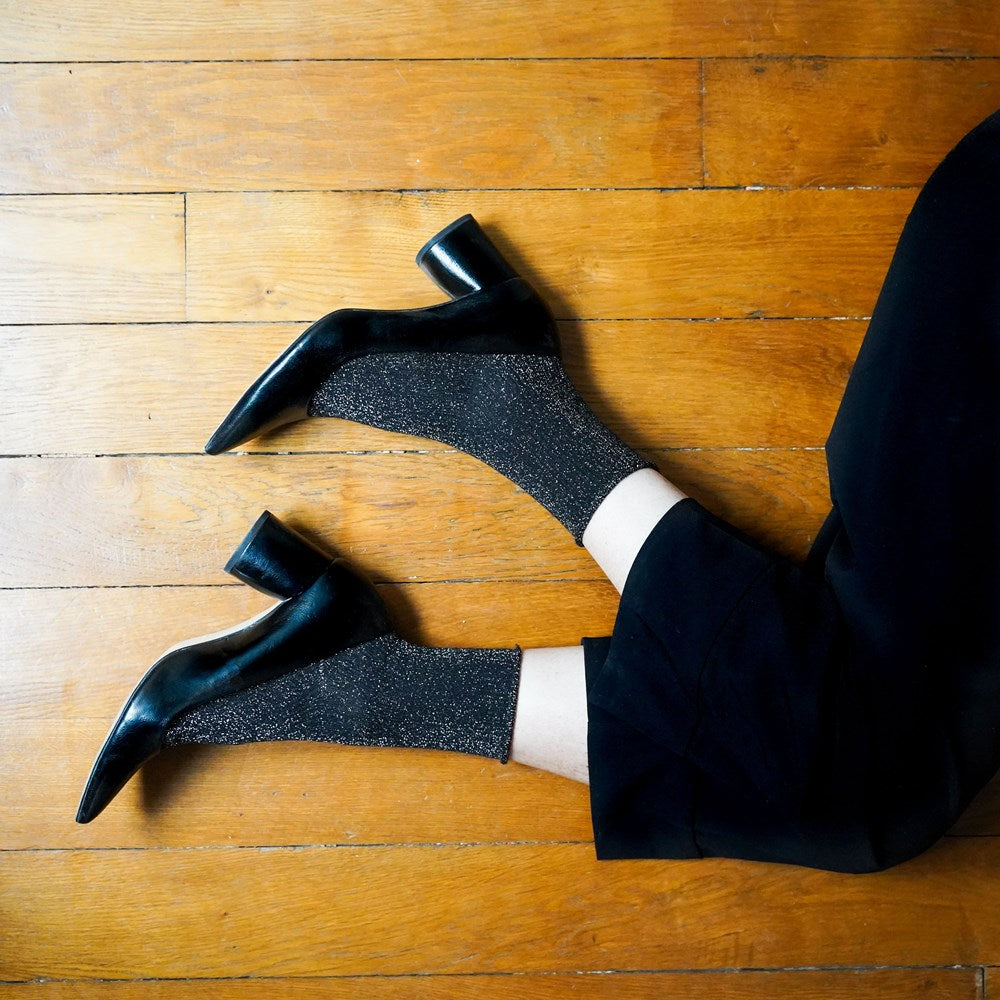 Klue - Glitter Lurex Socks - Black