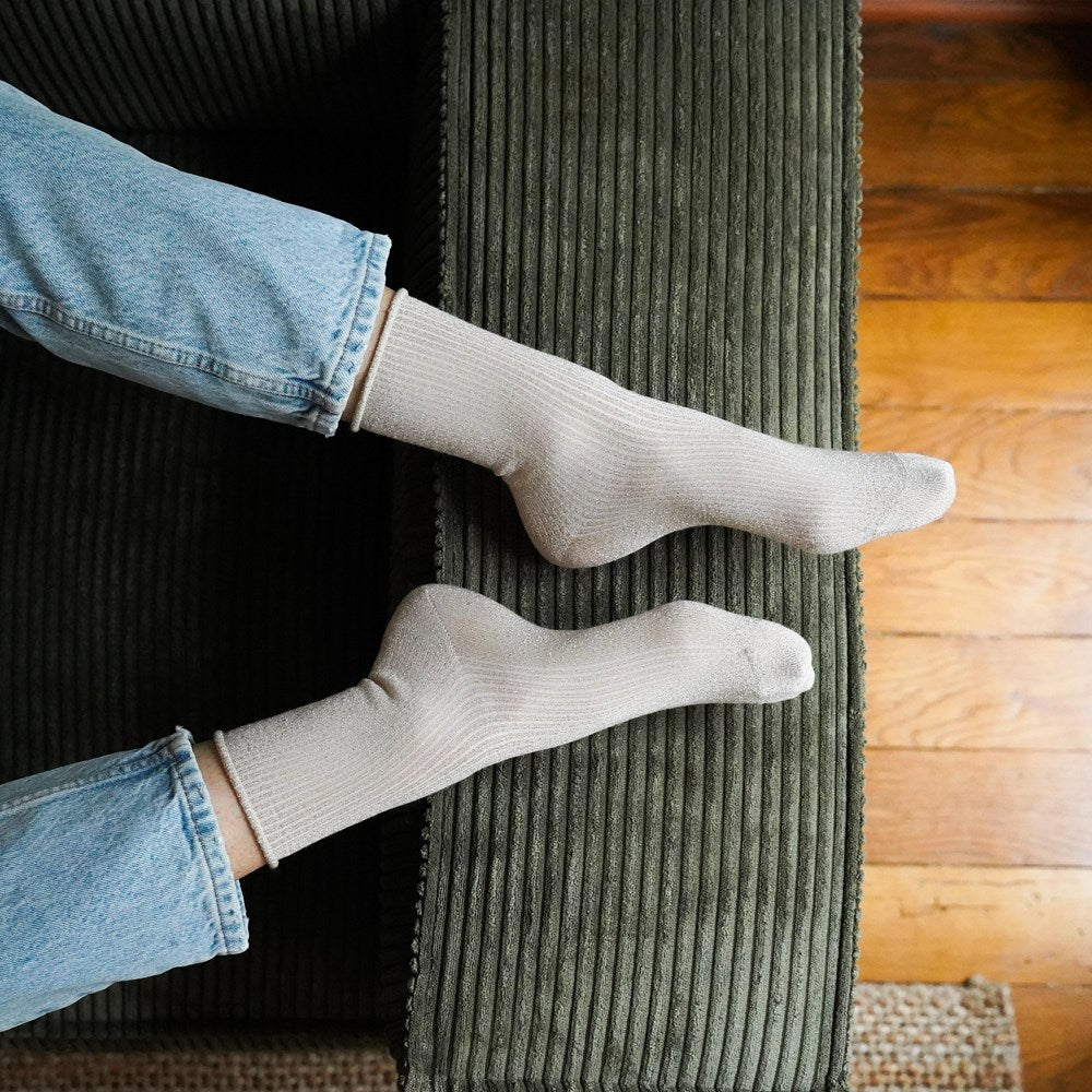 Klue - Glitter Lurex Socks - Beige
