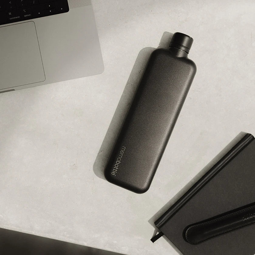 Memobottle - Slim - Stainless Steel - Black