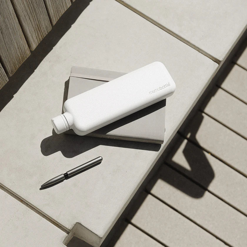 Memobottle - Slim - Stainless Steel - White