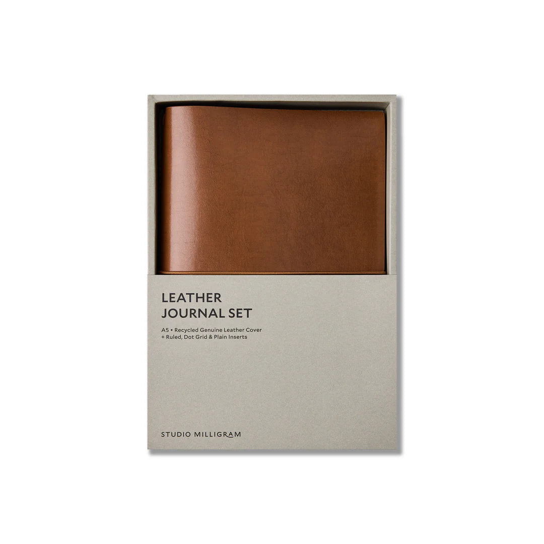 Studio Milligram - Refillable Leather Journal Set - A5 - Camel