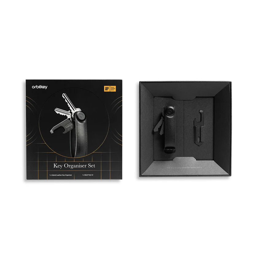 Orbitkey - Key Organiser Set - Hybrid Leather + Multi Tool- Black