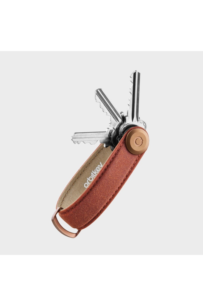 Orbitkey - Waxed Canvas Key Organiser Brick Red Apparel & Accessories > Handbag Wallet Keychains